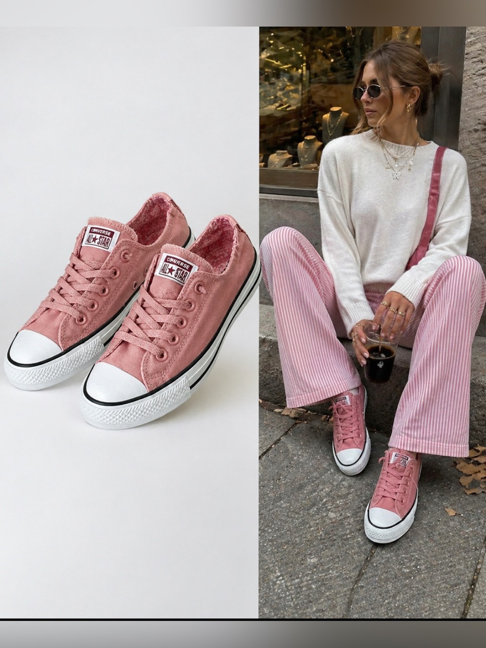 Converse Women’s Shoreline Soft Romantic Pink Canvas Slip On Chucks Size 8